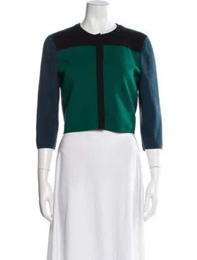 Pre-owned Narciso Rodriguez Silk Colorblock Pattern Top In Green