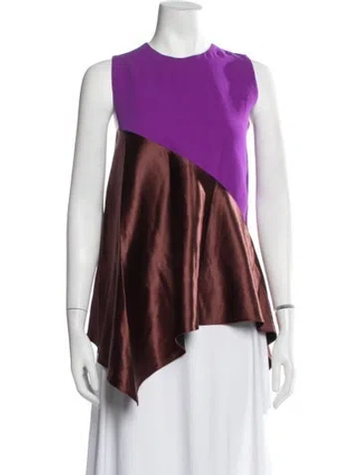 Pre-owned Narciso Rodriguez Silk Colorblock Pattern Top In Red