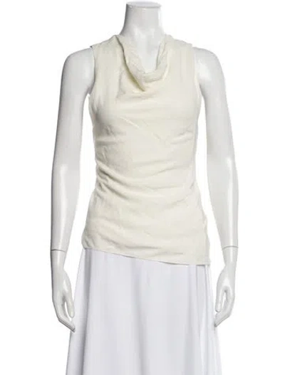 Pre-owned Narciso Rodriguez Silk Cowl Neck Top In White