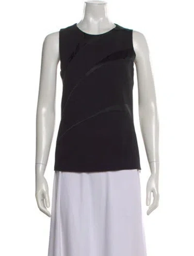 Pre-owned Narciso Rodriguez Silk Crew Neck Top In Black