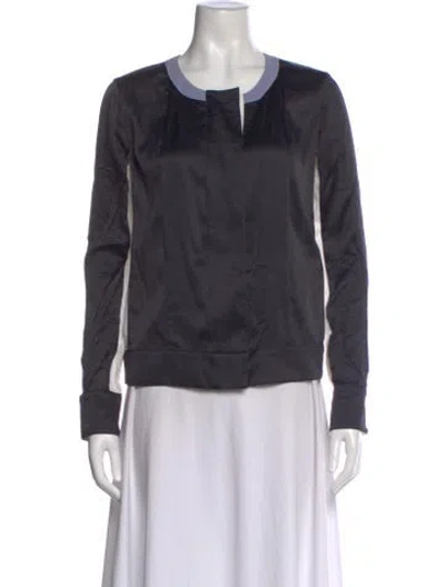 Pre-owned Narciso Rodriguez Silk Crew Neck Top In Gray