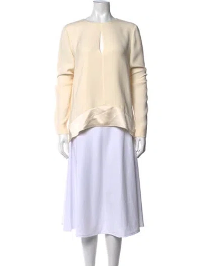 Pre-owned Narciso Rodriguez Silk Crew Neck Top In Neutral
