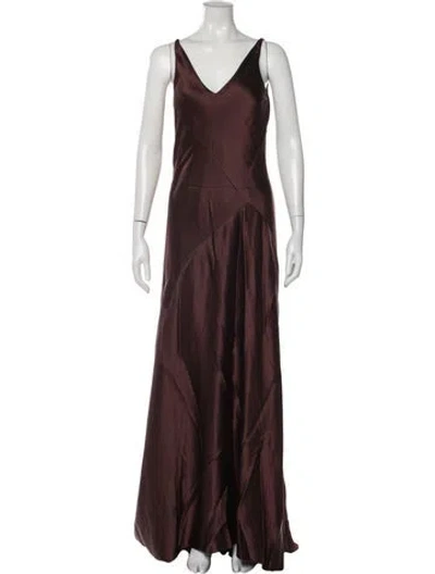 Pre-owned Narciso Rodriguez Silk Long Dress In Brown