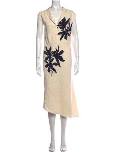Pre-owned Narciso Rodriguez Silk Long Dress In Neutrals