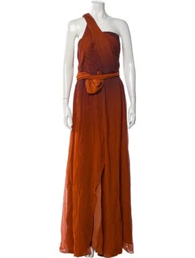 Pre-owned Narciso Rodriguez Silk Long Dress In Orange