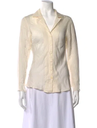 Pre-owned Narciso Rodriguez Silk Long Sleeve Button-up Top In Neutrals