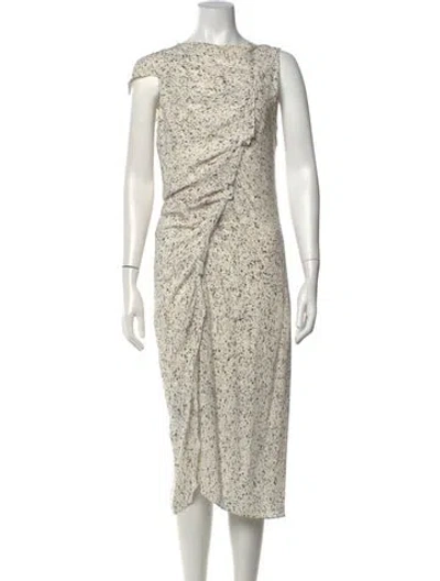 Pre-owned Narciso Rodriguez Silk Midi Length Dress In Neutrals
