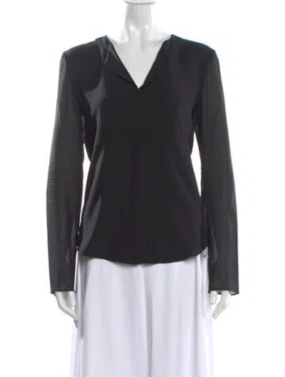 Pre-owned Narciso Rodriguez Silk V-neck Blouse In Black