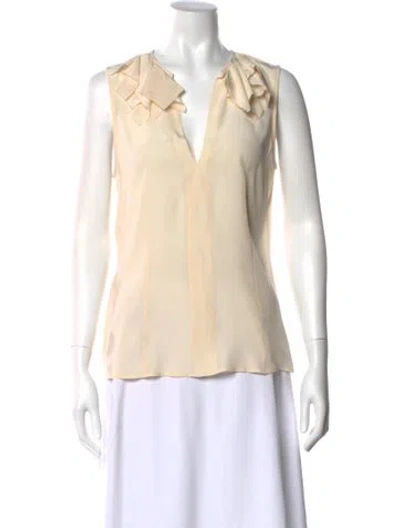 Pre-owned Narciso Rodriguez Silk V-neck Blouse In Neutral