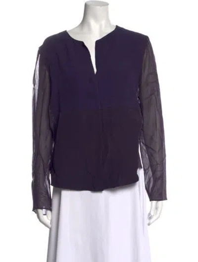 Pre-owned Narciso Rodriguez Silk V-neck Blouse In Purple