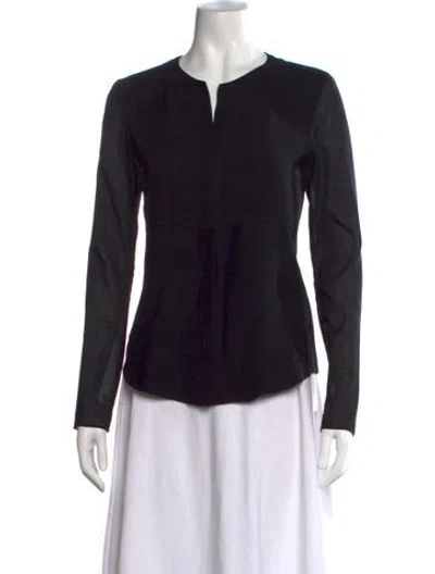 Pre-owned Narciso Rodriguez Silk V-neck Top In Black