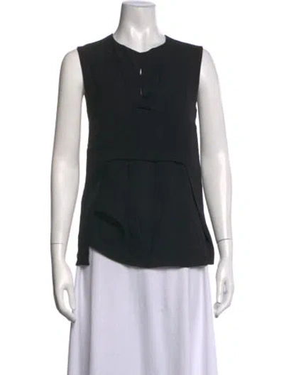 Pre-owned Narciso Rodriguez Silk V-neck Top In Black