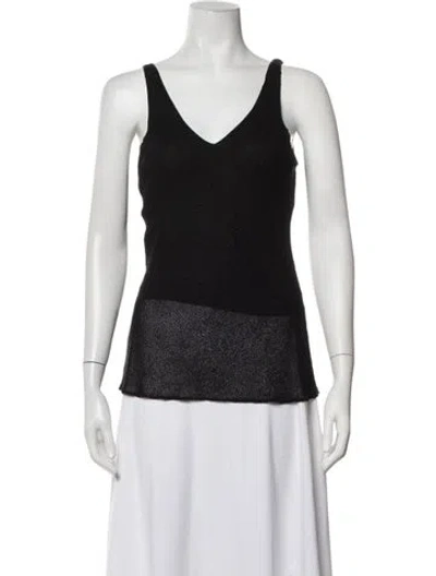 Pre-owned Narciso Rodriguez Silk V-neck Top In Black