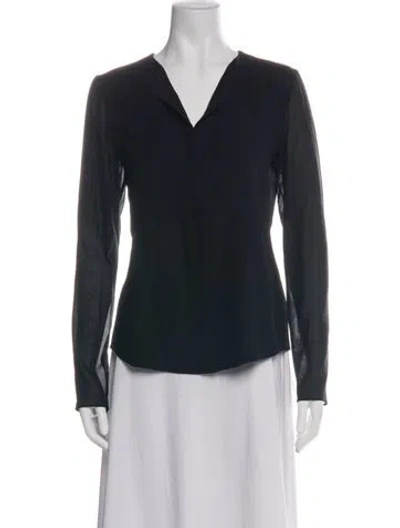 Pre-owned Narciso Rodriguez Silk V-neck Top In Green