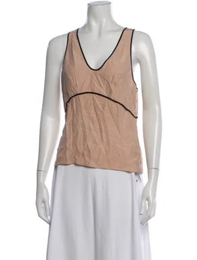 Pre-owned Narciso Rodriguez Silk V-neck Top In Neutrals