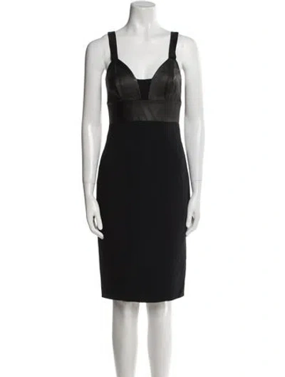 Pre-owned Narciso Rodriguez Square Neckline Knee-length Dress In Black