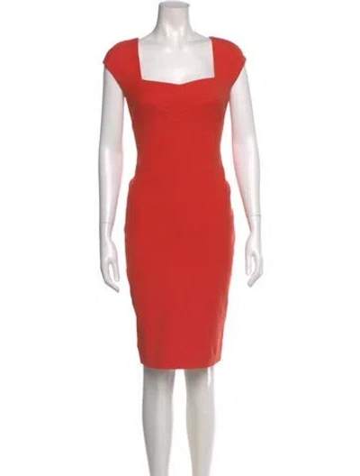 Pre-owned Narciso Rodriguez Square Neckline Knee-length Dress In Orange