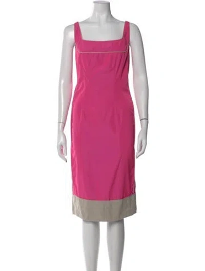Pre-owned Narciso Rodriguez Square Neckline Knee-length Dress In Pink