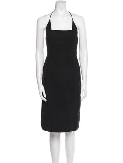 Pre-owned Narciso Rodriguez Square Neckline Midi Length Dress In Black