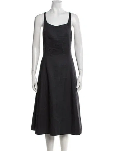 Pre-owned Narciso Rodriguez Square Neckline Midi Length Dress In Black