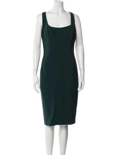 Pre-owned Narciso Rodriguez Square Neckline Midi Length Dress In Green
