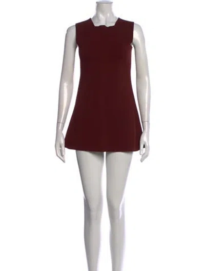 Pre-owned Narciso Rodriguez Square Neckline Mini Dress In Burgundy
