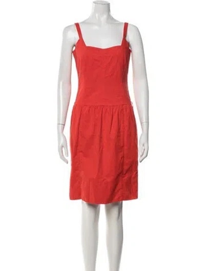 Pre-owned Narciso Rodriguez Square Neckline Mini Dress In Red