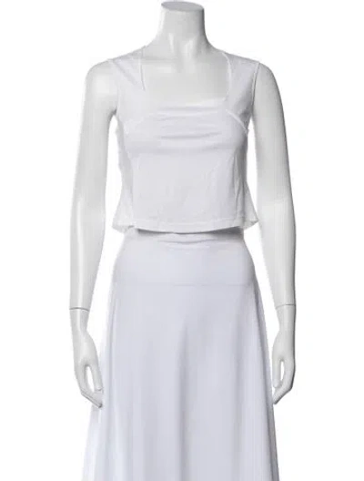 Pre-owned Narciso Rodriguez Square Neckline Sleeveless Crop Top In Gray