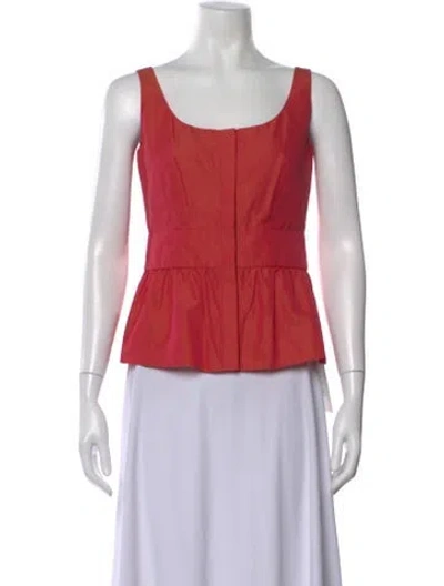 Pre-owned Narciso Rodriguez Square Neckline Sleeveless Top In Red