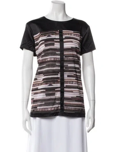 Pre-owned Narciso Rodriguez Striped Crew Neck Top In Black