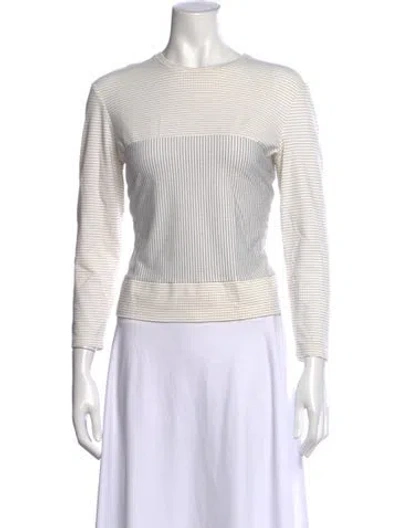 Pre-owned Narciso Rodriguez Striped Crew Neck Top In Neutral