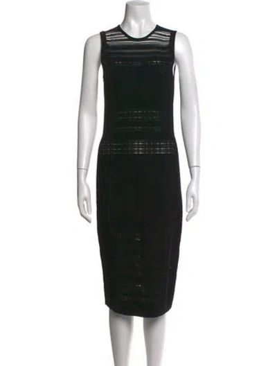 Pre-owned Narciso Rodriguez Striped Knee-length Dress In Black