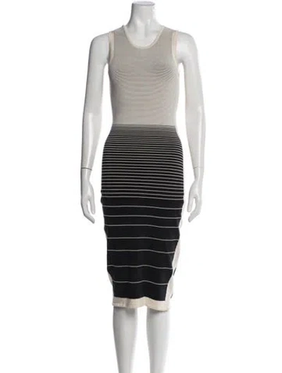 Pre-owned Narciso Rodriguez Striped Knee-length Dress In Black
