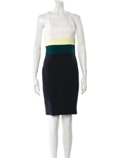 Pre-owned Narciso Rodriguez Striped Knee-length Dress In Blue