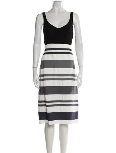 Pre-owned Narciso Rodriguez Striped Midi Length Dress In Black