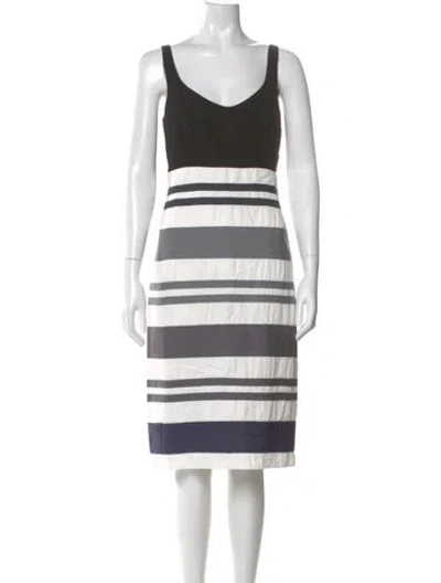 Pre-owned Narciso Rodriguez Striped Midi Length Dress In White