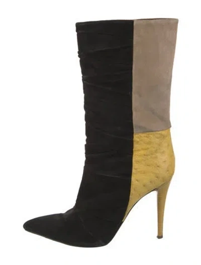 Pre-owned Narciso Rodriguez Suede Colorblock Pattern Boots In Multi