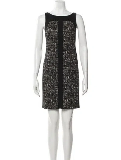 Pre-owned Narciso Rodriguez Tweed Pattern Mini Dress In Black