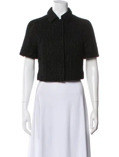 Pre-owned Narciso Rodriguez Tweed Tweed Pattern Bolero In Black
