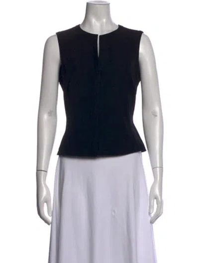 Pre-owned Narciso Rodriguez Virgin Wool Crew Neck Top In Black