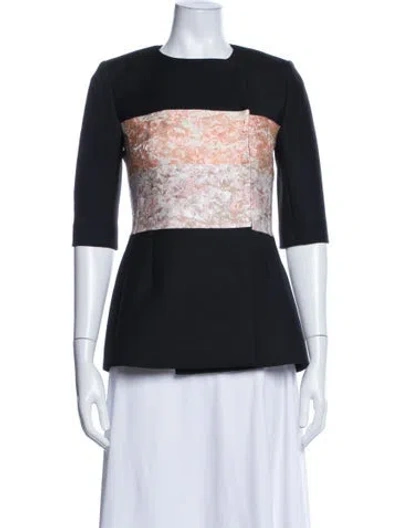 Pre-owned Narciso Rodriguez Virgin Wool Floral Print Jacket In Black