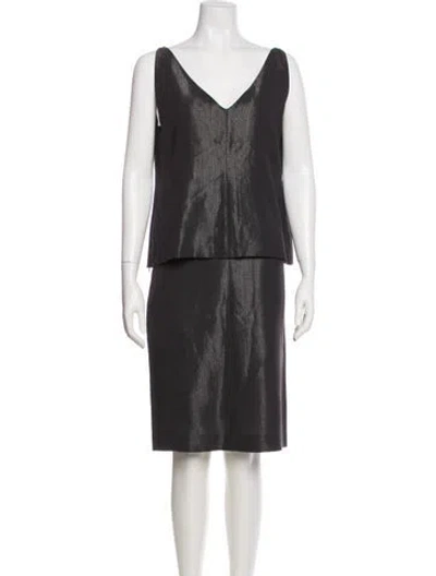 Pre-owned Narciso Rodriguez Virgin Wool Glitter Accents Skirt Set In Black