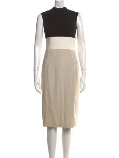 Pre-owned Narciso Rodriguez Virgin Wool Knee-length Dress In Neutrals