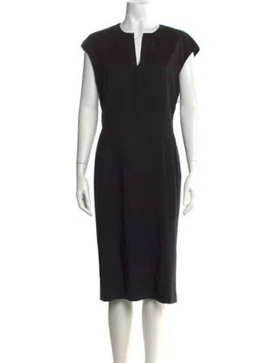 Pre-owned Narciso Rodriguez Virgin Wool Midi Length Dress In Black