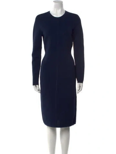 Pre-owned Narciso Rodriguez Virgin Wool Midi Length Dress In Blue