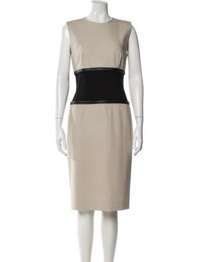 Pre-owned Narciso Rodriguez Virgin Wool Midi Length Dress In Neutral