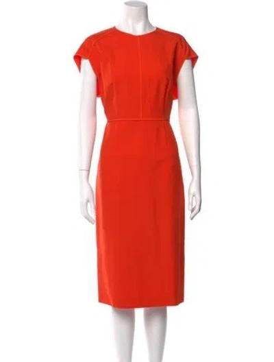 Pre-owned Narciso Rodriguez Virgin Wool Midi Length Dress In Orange