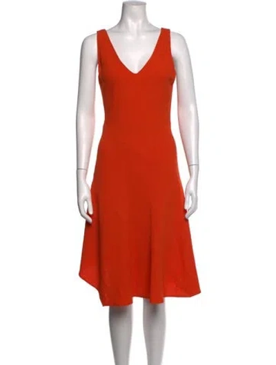Pre-owned Narciso Rodriguez Virgin Wool Midi Length Dress In Orange