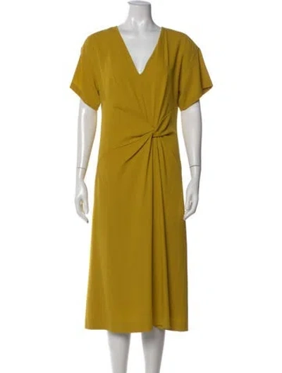 Pre-owned Narciso Rodriguez Virgin Wool Midi Length Dress In Yellow
