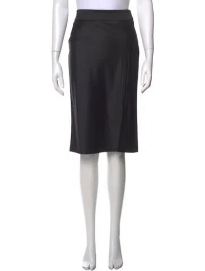 Pre-owned Narciso Rodriguez Virgin Wool Midi Length Skirt In Black